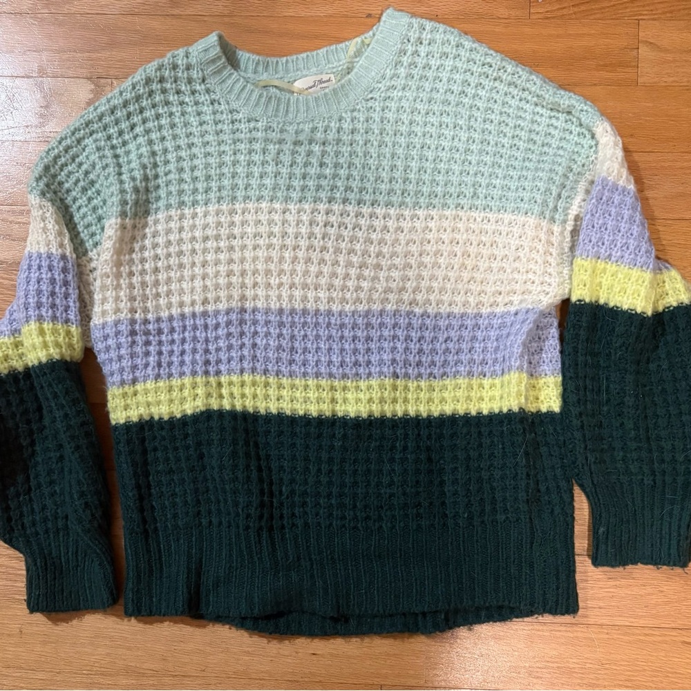 Universal Thread Colorblock Sweater - Green, Cream, Purple, Yellow